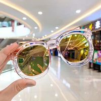 Fashion Solid Color Ac Round Frame Full Frame Kids Sunglasses main image 3