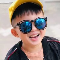 Fashion Solid Color Ac Round Frame Full Frame Kids Sunglasses main image 2