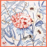 Women's Fashion Flower Polyester Printing Silk Scarves sku image 2