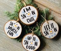Christmas Letter Wood Party Hanging Ornaments 4 Pieces sku image 7