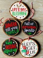 Christmas Letter Wood Party Hanging Ornaments 4 Pieces sku image 8