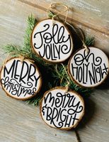 Christmas Letter Wood Party Hanging Ornaments 4 Pieces sku image 5