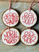 Christmas Letter Wood Party Hanging Ornaments 4 Pieces sku image 4