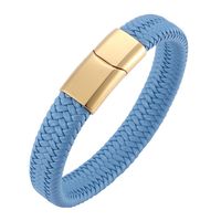 Fashion Solid Color Stainless Steel Pu Leather Unisex Bracelets main image 1
