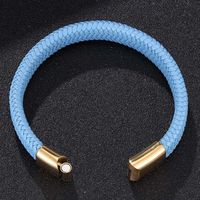 Fashion Solid Color Stainless Steel Pu Leather Unisex Bracelets main image 2
