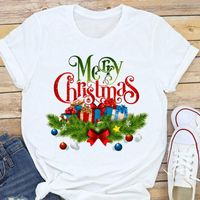 Women's T-shirt Short Sleeve T-shirts Printing Fashion Christmas Tree Letter main image 6