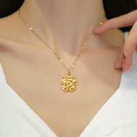 Lady Flower Titanium Steel Gold Plated Pendant Necklace main image 5
