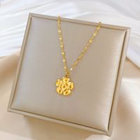 Lady Flower Titanium Steel Gold Plated Pendant Necklace sku image 1