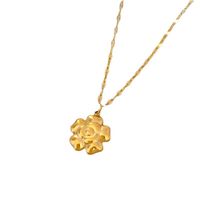 Lady Flower Titanium Steel Gold Plated Pendant Necklace main image 4