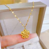 Lady Flower Titanium Steel Gold Plated Pendant Necklace main image 2
