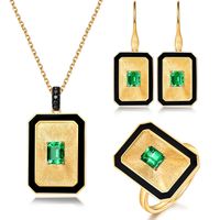 Vintage Style Square Copper Inlay Rhinestones Women's Rings Earrings Necklace main image 1