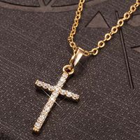 Fashion Cross Alloy Inlay Rhinestones Unisex Pendant Necklace 1 Piece main image 6