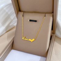 Fashion Letter Titanium Steel Gold Plated Necklace sku image 1