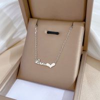 Fashion Letter Titanium Steel Gold Plated Necklace sku image 2
