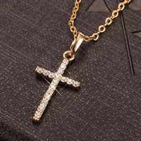 Fashion Cross Alloy Inlay Rhinestones Unisex Pendant Necklace 1 Piece sku image 1