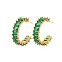Glam C Shape Copper Gold Plated Zircon Earrings 1 Pair sku image 5