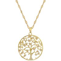 Fashion Round Tree Titanium Steel Copper Zircon Pendant Necklace In Bulk main image 3