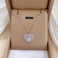 Fashion Heart Shape Titanium Steel Plating Inlay Zircon Pendant Necklace 1 Piece main image 2