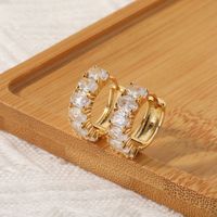 Luxurious Geometric Copper Zircon Gold Plated Hoop Earrings main image 3