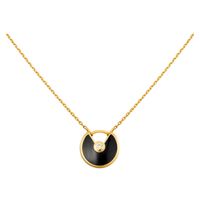 Fashion Round Titanium Steel Plating Hollow Out Inlay Zircon Pendant Necklace 1 Piece main image 2