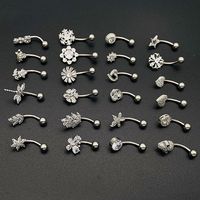 Fashion Heart Shape Flower Butterfly Stainless Steel Plating Inlay Zircon Belly Ring 1 Piece main image 1