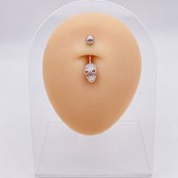 Fashion Heart Shape Flower Butterfly Stainless Steel Plating Inlay Zircon Belly Ring 1 Piece sku image 12