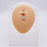 Fashion Heart Shape Flower Butterfly Stainless Steel Plating Inlay Zircon Belly Ring 1 Piece sku image 10