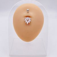 Fashion Heart Shape Flower Butterfly Stainless Steel Plating Inlay Zircon Belly Ring 1 Piece sku image 27