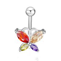Fashion Heart Shape Flower Butterfly Stainless Steel Plating Inlay Zircon Belly Ring 1 Piece sku image 25