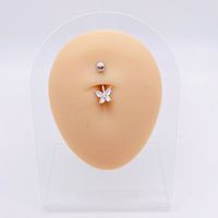 Fashion Heart Shape Flower Butterfly Stainless Steel Plating Inlay Zircon Belly Ring 1 Piece sku image 19