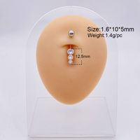Fashion Heart Shape Flower Butterfly Stainless Steel Plating Inlay Zircon Belly Ring 1 Piece main image 3