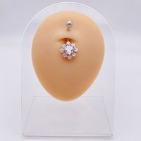 Fashion Heart Shape Flower Butterfly Stainless Steel Plating Inlay Zircon Belly Ring 1 Piece sku image 23
