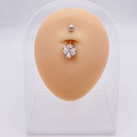 Fashion Heart Shape Flower Butterfly Stainless Steel Plating Inlay Zircon Belly Ring 1 Piece sku image 16
