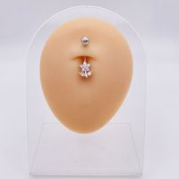 Fashion Heart Shape Flower Butterfly Stainless Steel Plating Inlay Zircon Belly Ring 1 Piece sku image 6