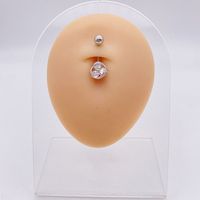 Fashion Heart Shape Flower Butterfly Stainless Steel Plating Inlay Zircon Belly Ring 1 Piece sku image 2