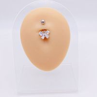 Fashion Heart Shape Flower Butterfly Stainless Steel Plating Inlay Zircon Belly Ring 1 Piece sku image 18
