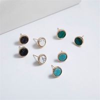 Simple Style Round Alloy Plating Women's Ear Studs 1 Pair main image 1