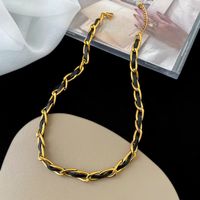 Retro Geometric Leather Rope Titanium Steel Women's Bracelets Necklace sku image 2