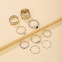 Fashion Round Alloy Inlay Rhinestones Women's Rings 9 Pieces sku image 1