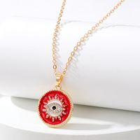 Vintage Style Round Devil's Eye Alloy Enamel Rhinestones Women's Pendant Necklace 1 Piece main image 4