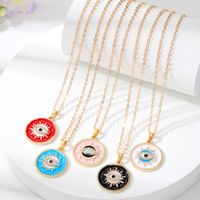 Vintage Style Round Devil's Eye Alloy Enamel Rhinestones Women's Pendant Necklace 1 Piece main image 9