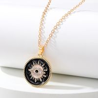 Vintage Style Round Devil's Eye Alloy Enamel Rhinestones Women's Pendant Necklace 1 Piece sku image 2