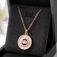 Vintage Style Round Devil's Eye Alloy Enamel Rhinestones Women's Pendant Necklace 1 Piece sku image 3