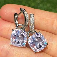 Fashion New Inlaid Light Blue Square Zircon Copper Earrings Valentine's Day Gift sku image 2