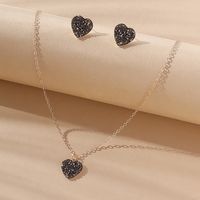 Fashion Heart Shape Alloy Inlay Rhinestones Women's Earrings Necklace 1 Set sku image 3