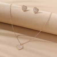 Fashion Heart Shape Alloy Inlay Rhinestones Women's Earrings Necklace 1 Set sku image 4