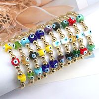 Fashion Devil's Eye Agate Copper Beaded Gold Plated Bracelets 1 Piece main image 1