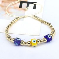 Fashion Devil's Eye Agate Copper Beaded Gold Plated Bracelets 1 Piece main image 3