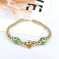 Fashion Devil's Eye Agate Copper Beaded Gold Plated Bracelets 1 Piece main image 4