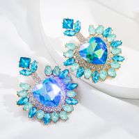 Fashion Heart Shape Alloy Inlay Rhinestones Women's Drop Earrings 1 Pair sku image 1